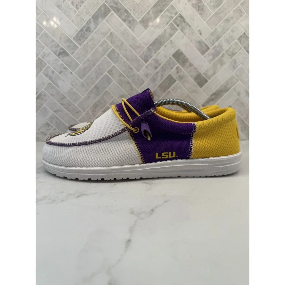 Hey Dude Wally Tri LSU Tigers Shoes Mens Size 13 Purple Gold Slip On Sneakers